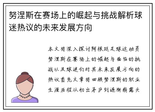 努涅斯在赛场上的崛起与挑战解析球迷热议的未来发展方向